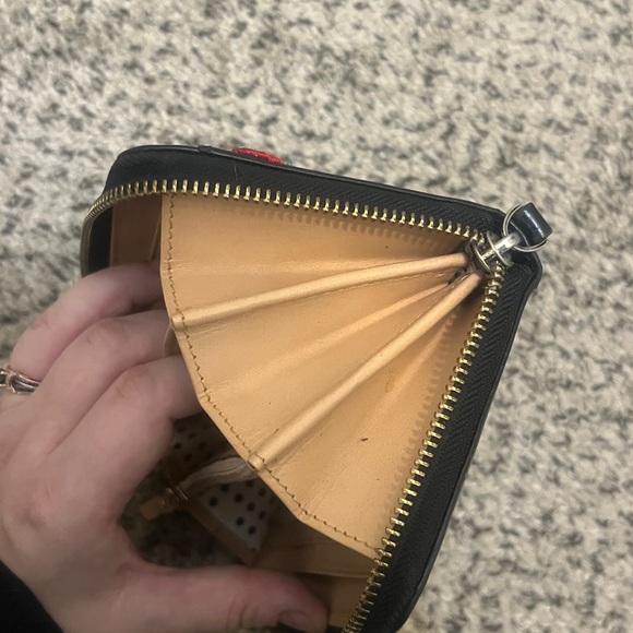 Kate Spade Vintage Black Leather Continental Wallet w/ Embroidered Rose - Picture 6 of 8